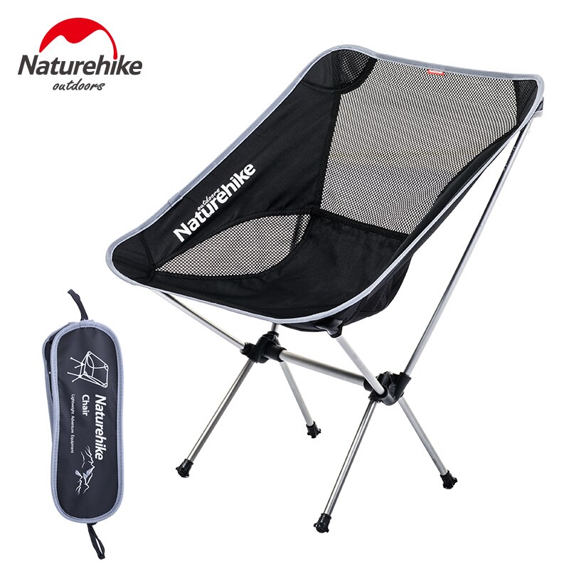 Naturehike Camping Chair Low Back Aluminum Lightweight Chair Foldable Picnic Fishing Beach Chair Tourist Chair Folding Chair: Gray