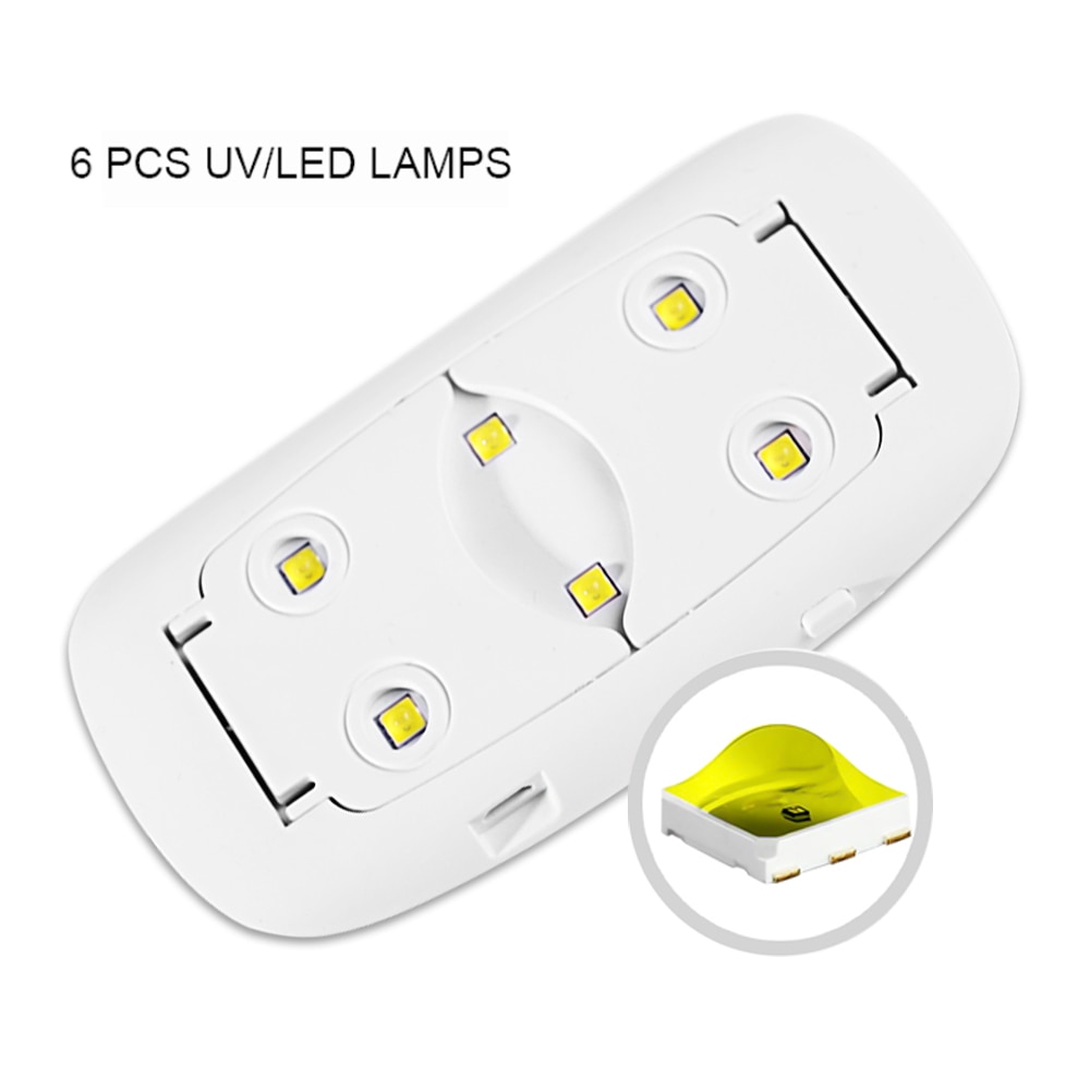 SUN mini-secador de uñas para esmalte de Gel, lámpara UV LED portátil de 6W con Cable USB para manicura, color rosa o blanco