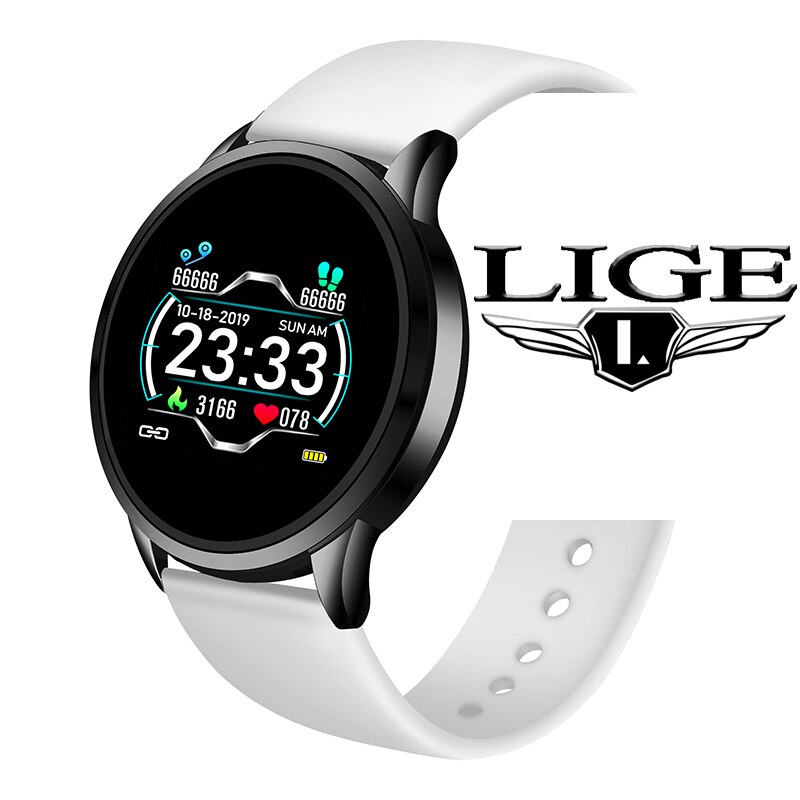 Luik Slimme Horloge Mannen Hartslag Bloeddruk Informatie Herinnering Sport Waterdicht Smart Horloge Voor Android Ios Telefoon: Black white