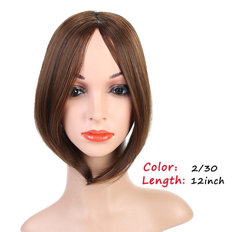 DIANQI Synthetic Hair Natural Middle Part Bangs Straight Clip-in Front Fringe Black Brown Bangs Extensions for Women Daily Wear: 2i30