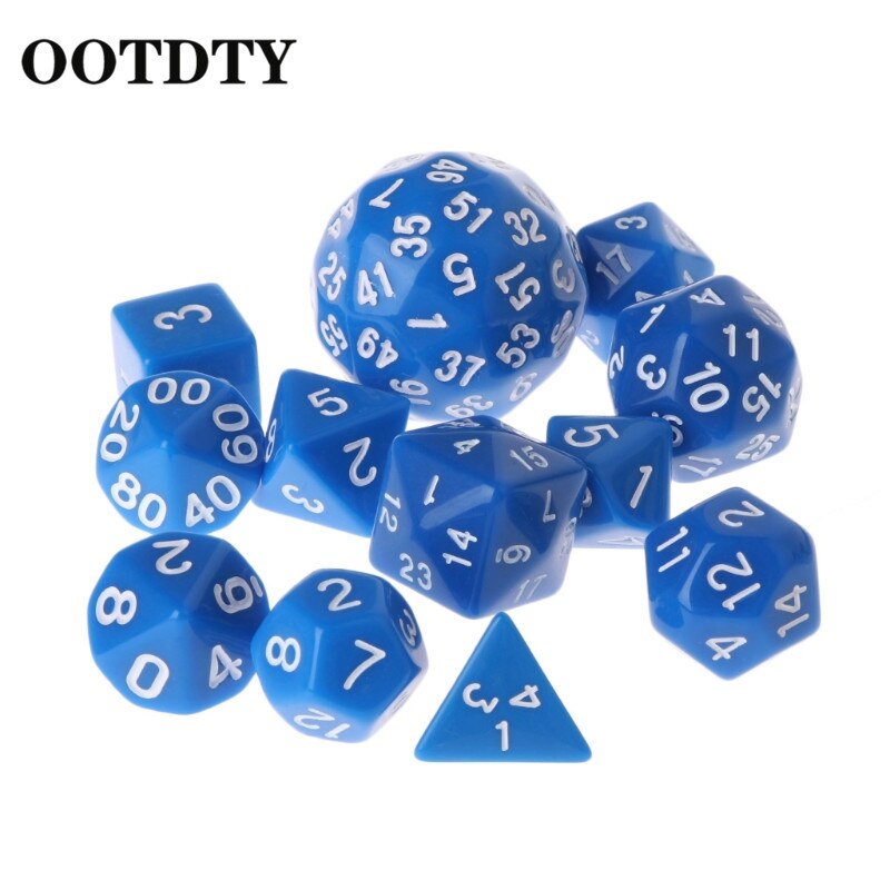 OOTDTY 12pcs/Set Multi-sided Polyhedral Dice D4 D6 D8 D10 D12 D20 D24 D30 D60 Dungeons Polyhedral Dice
