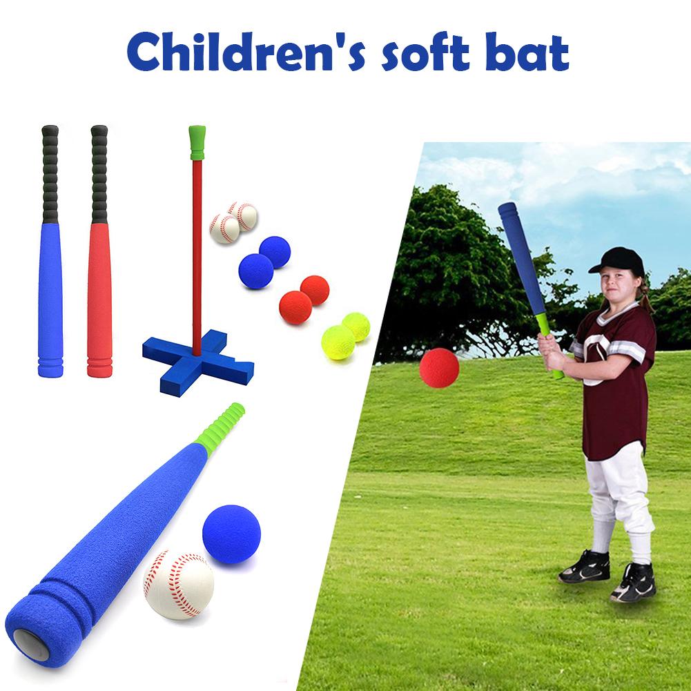 Kinderen Zachte Bat Kids Foam T-Ball Baseball Set Speelgoed 8 Verschillende Gekleurde Ballen Omvatten Organiseren Tas Voor jongens Over 1 Jaar Oud