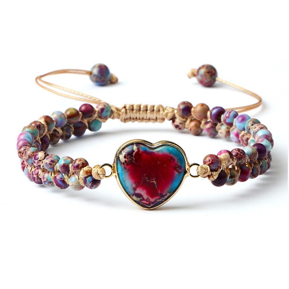 Clássico de pedra natural forma do coração charme macrame pulseira feminino masculino artesanal ajustável trançado pulseiras jóias presente da amizade: style 3
