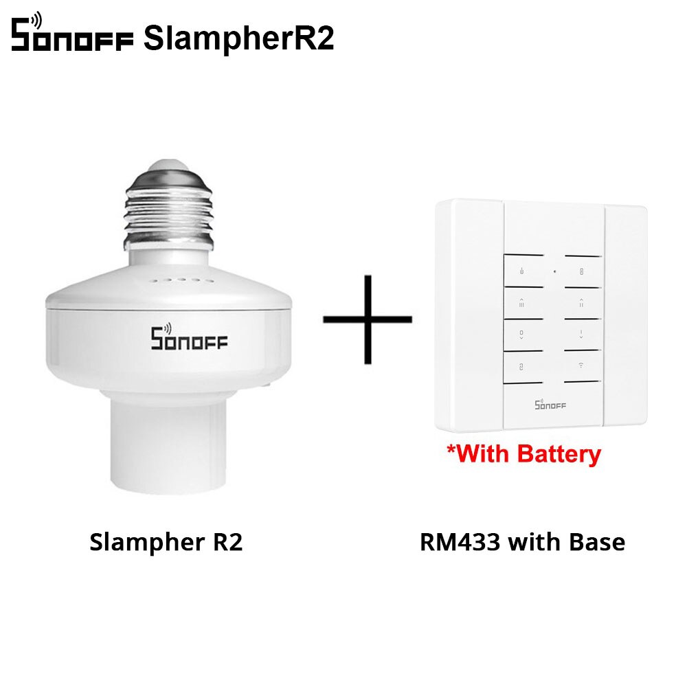 SONOFF SlampherR2 E27 Intelligente Wifi Licht Lampe Birne Halfter 433MHz RF/e-WeLink APP/Stimme Fernbedienung Kontrolle Clever Heimat Birne Halfter: SlampherR2 RM433Base