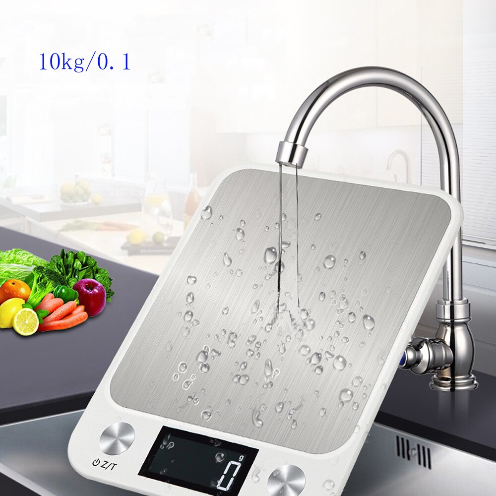 0.1g Precision Electron Kitchen Scales Stainless Steel Weighing For Food Diet Postal Balance Measuring LCD Precision Electronic: 10kg white