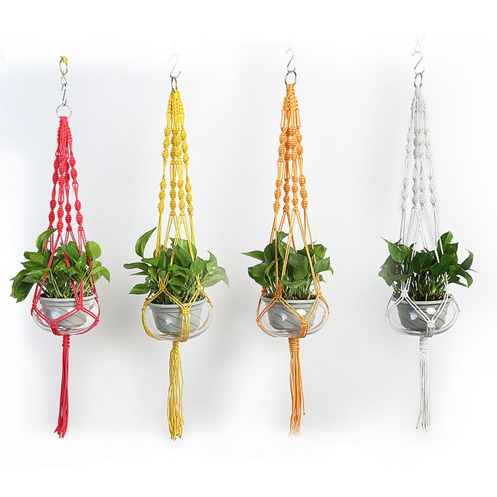 Grydelapper macrame planteophæng hængende planter kurv hamp reb flettet snor taske hjem haveindretning