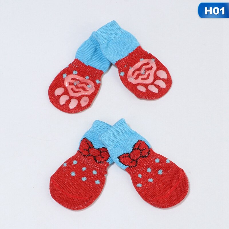 4 Pack Anti-Slip Dog & Cat Socks – Cute Cotton Paw Protectors For Small Pets