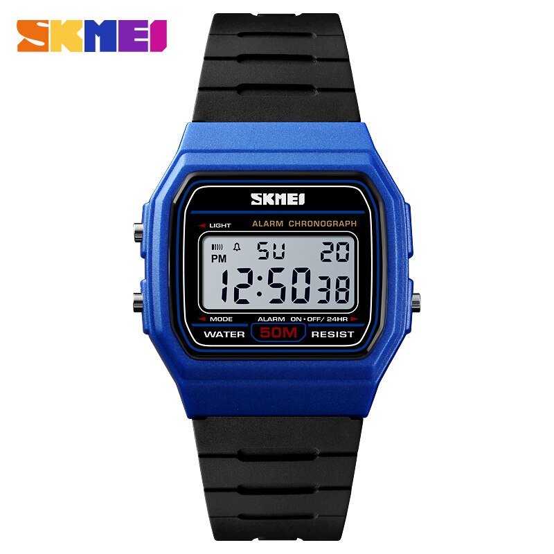 Skmei sporthorloges voor koppels, digitaal horloge, waterdicht, datum en week, dameshorloge, relogio feminino 1412: Blauw horloge