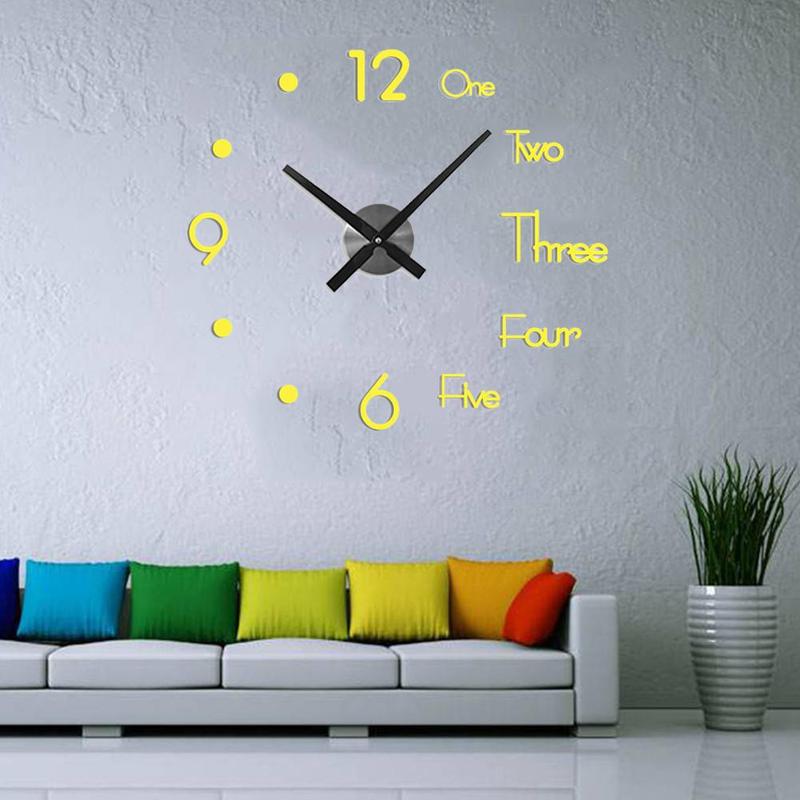 Digital Self-adhesive Wall Clock 3D Modern Wall Sticker Room Clock Decorative Wall Mute Wall Living Indoor Sticker Clock