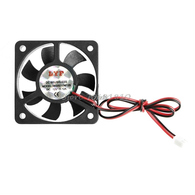 50x50x10mm DC 12V 2-Pin 0.12A PC Computer CPU System Brushless Cooling Fan 5010 Whosale