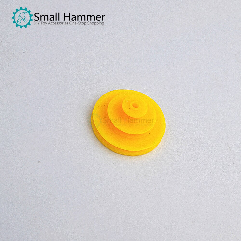10pcs 27mm yellow plastic three-layer pulley variable hole pulley diy micro motor gearbox parts gear box accessory parts
