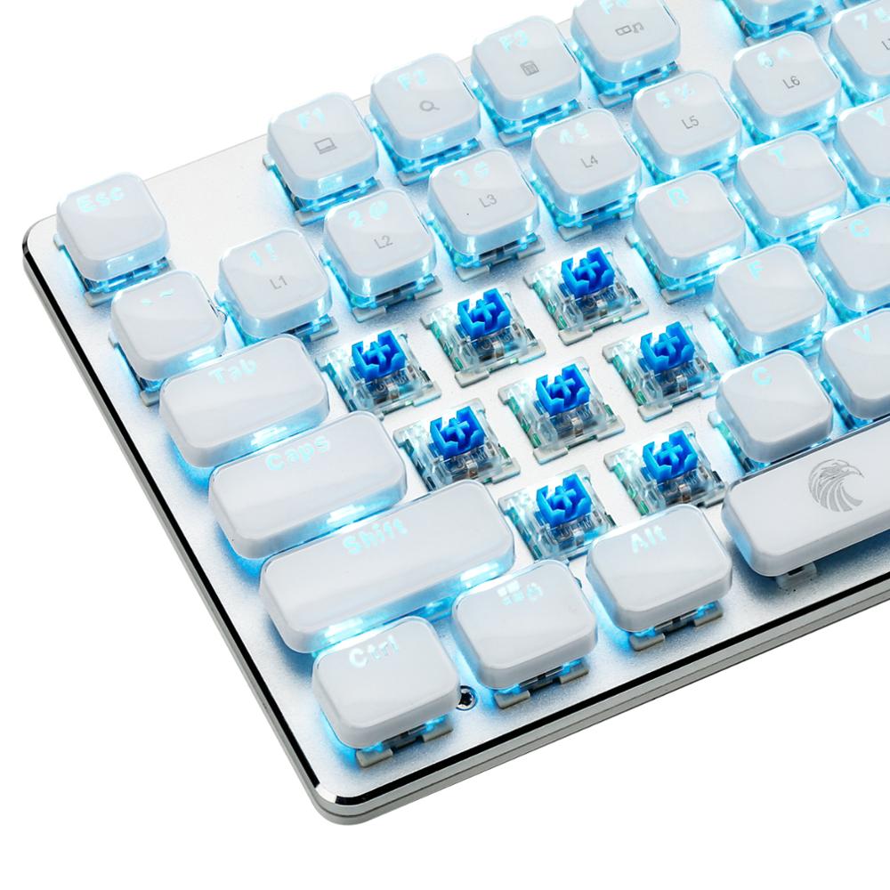 Teclado mecánico de cristal de perfil bajo, 104 teclas, e-element OA, azul, retroiluminado con cable
