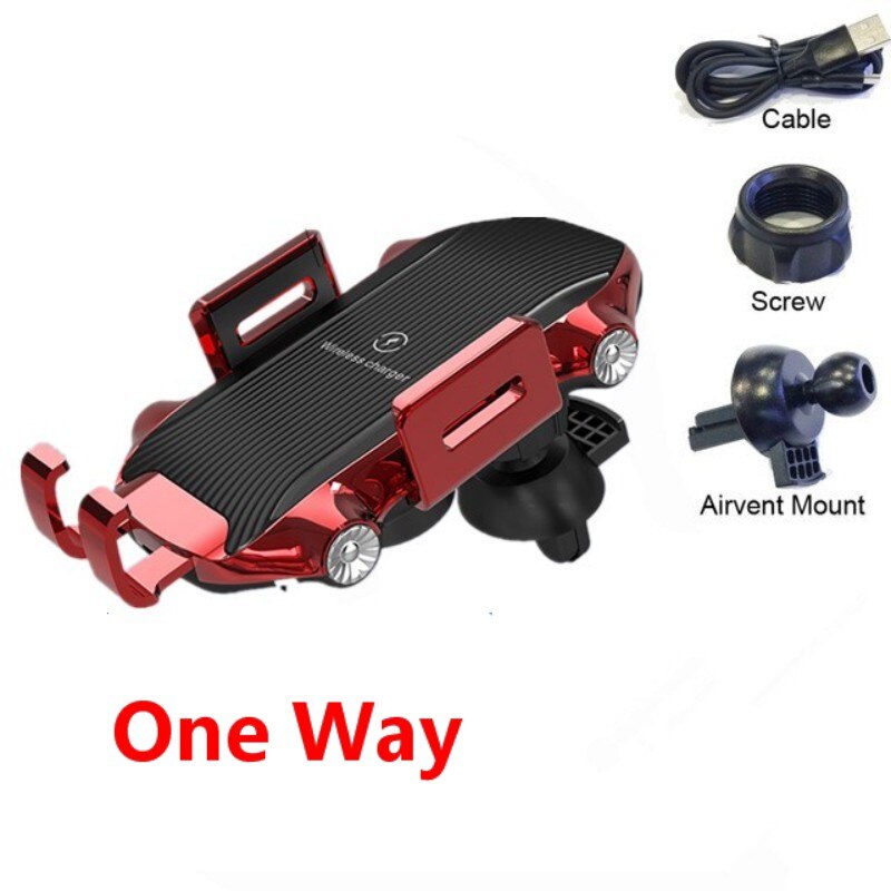 15W Wireless Charger Car Mount for Air Vent Mount Car Phone Holder Intelligent Infrared Fast Wireless Charging Charger Automatic: Red one way