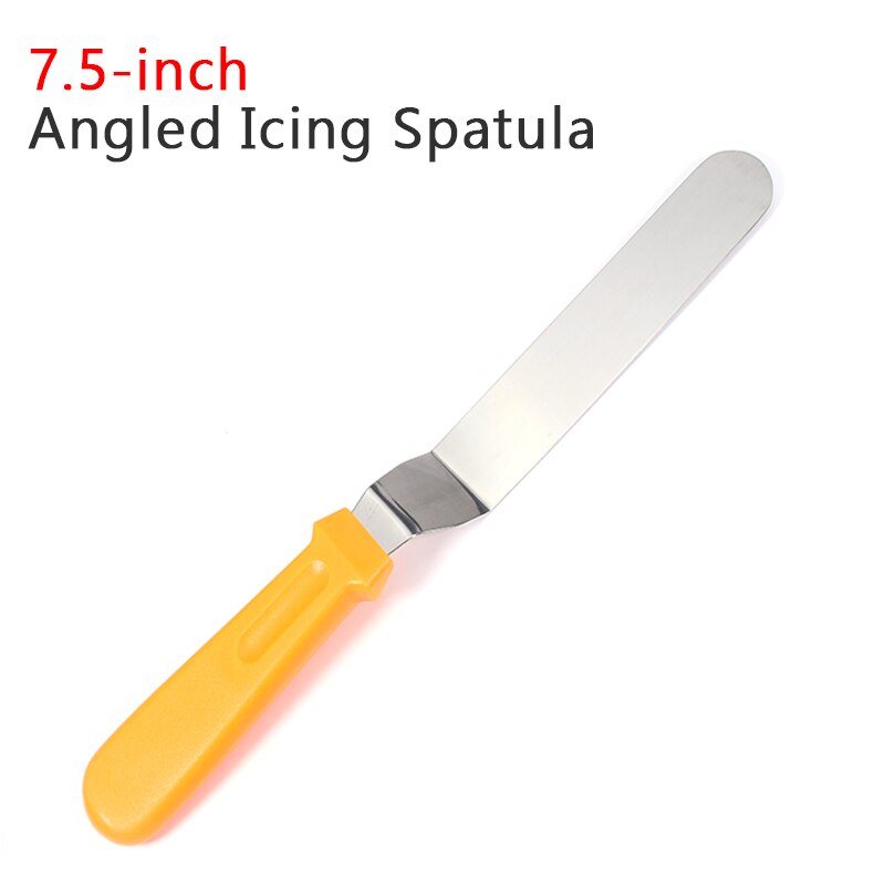 Angled Icing Spatula - Cake Frosting Spatula - Stainless Steel - Baking and Cake Decorating Supplies - Use for Kitchen or Bakery: Orange 7.5 inch