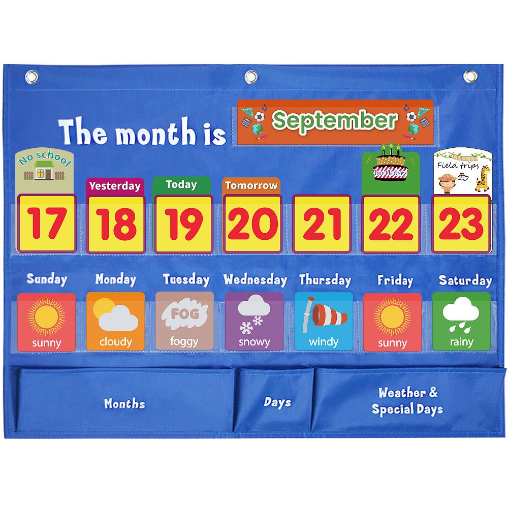 Suitable for school and family. Weekly calendar hanging bag with card. Calendar weather hanging bag with card