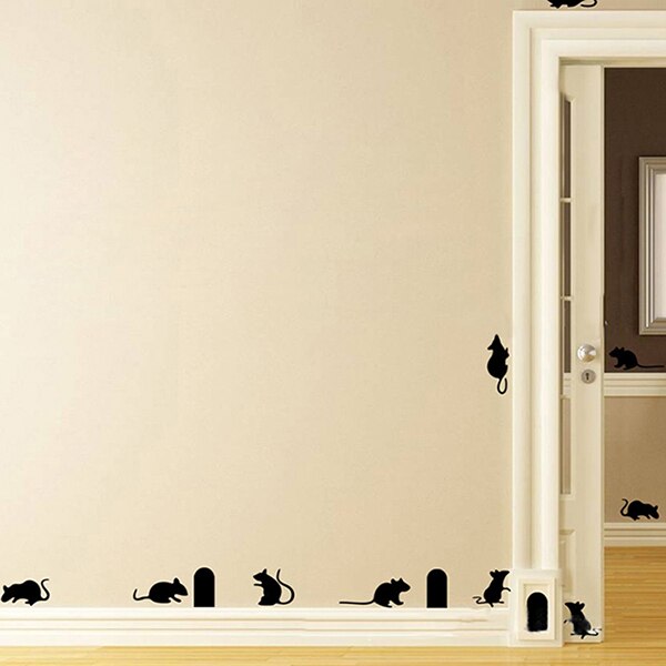 Funny Mouse Hole Wall Stickers Rat Hole Cartoon Wall Stickers Bedroom Living Room Mice On Stage Wall Decals