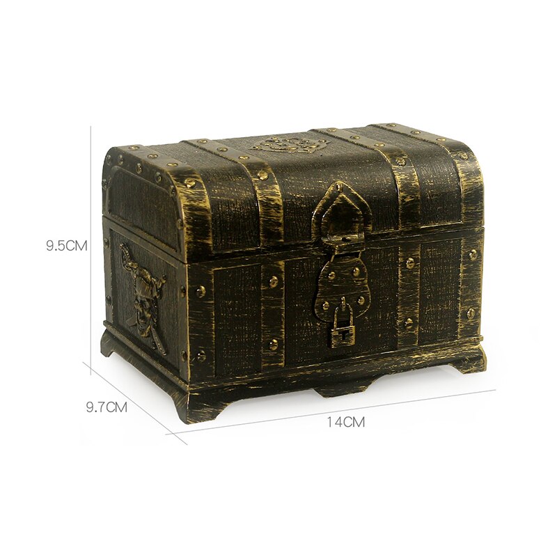 Doldoly Piraat Schatkist Doos Sieraden Opbergdoos Case Home Decoratieve Slaapkamer Opslag Speelgoed Box Party Gunsten Props: bronze chest II