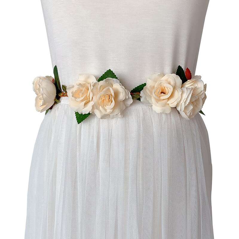 Accessoires de mariage ceinture fleurs tissées à la main ceinture pour enfants fleur rose ceinture de mariée double usage ceinture de mariage bandeau