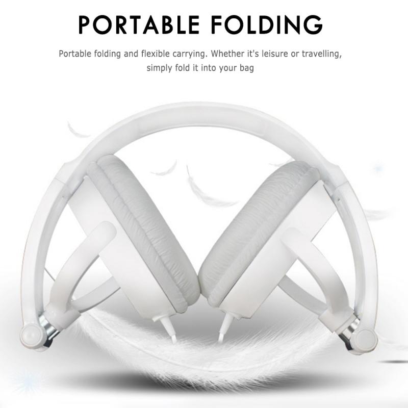 3.5mm Headphones Potable Gaming Headset Wired Earphone Fold Flat Stereo Bass Audio HiFi Headphones With Mic For Laptop PC