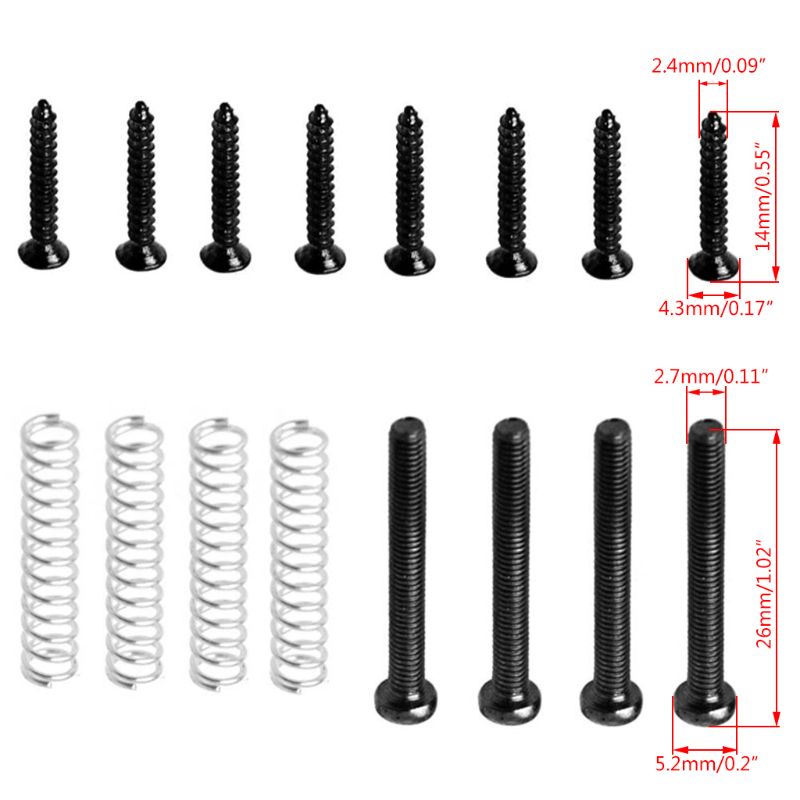 Humbucker Pickup Screws Springs Kit Ring Surround Mounting Guitar Parts Black XXUF
