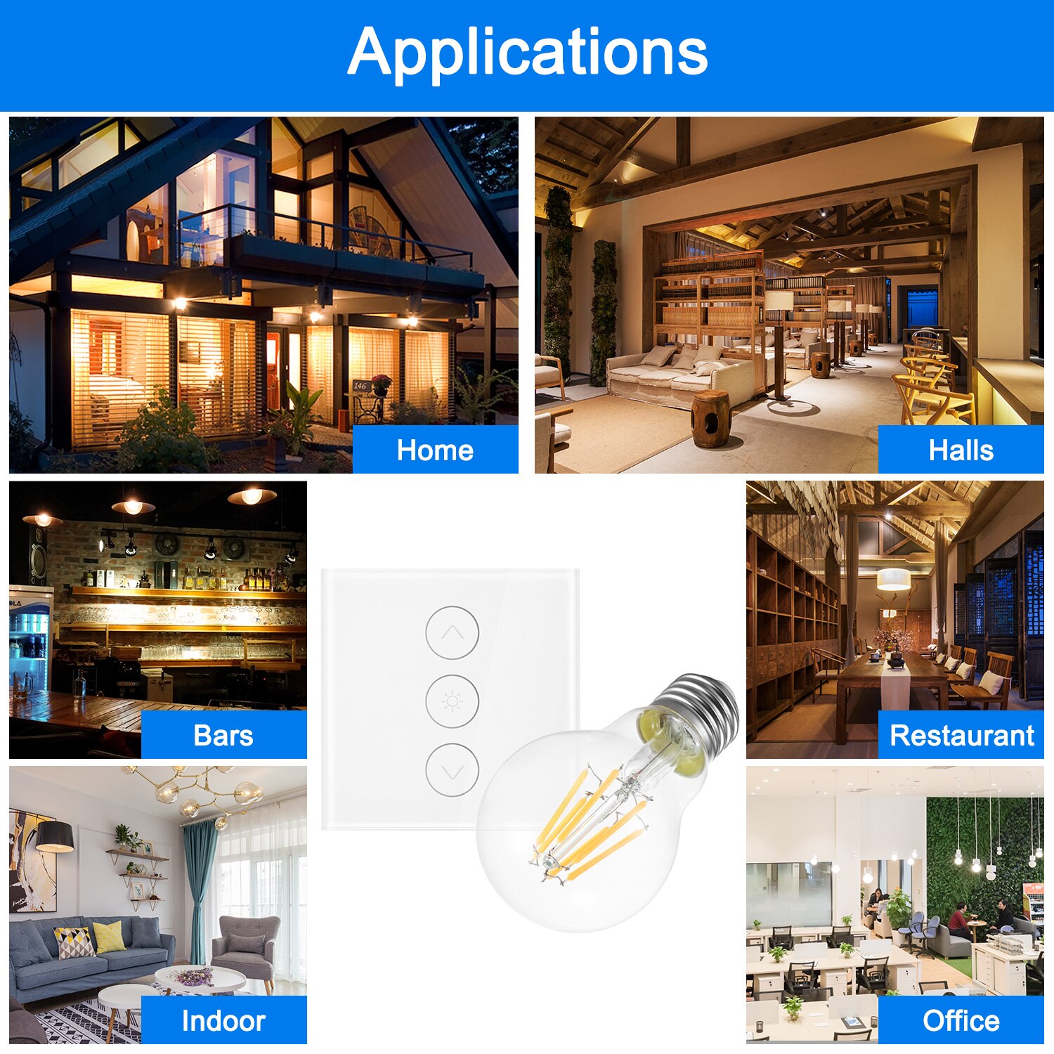 Smart Light Dimmer In Wall Touch Control WiFi Light Switch Work With Alexa Google Assistant IFTTT With Dimmer E27 Bulb