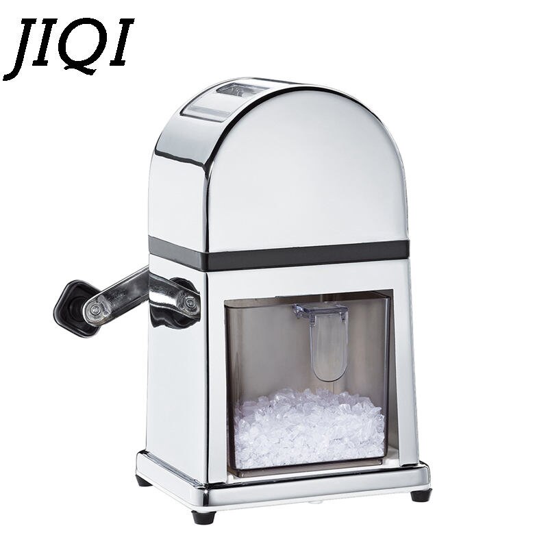 JIQI Stainless Steel Manual Ice Crusher Mini Ice shaver Chopper Manual Snow Cone Smoothie Maker Ice Block Breaking slush Machine: Square shape