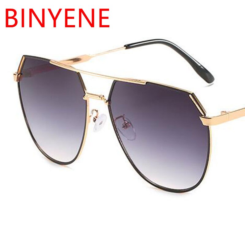Polygon zonnebril dames heren vintage metalen gradiënt zonnebril luxe  uv400 tinten grote frame brillen