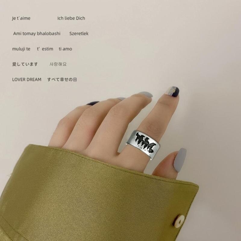 Stücke Jahrgang drucken Weiß Bär Wald Ring Für Frauen retro Schmuck Weibliche Ebene Legierung Party Punk Männer Silber s9S1