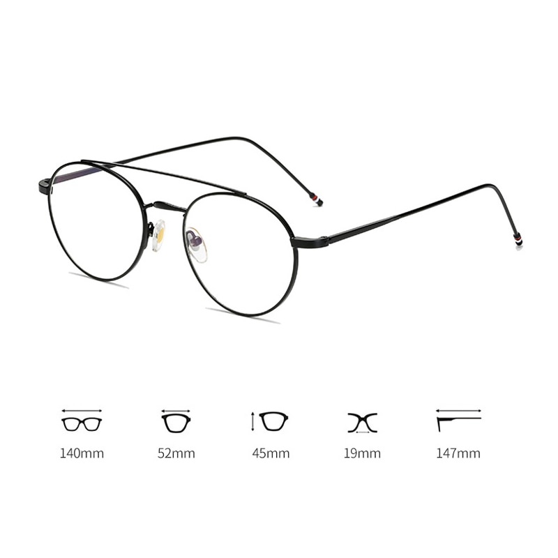 Seemfly Ultralight Round Frame Glasses Frame Women&amp;Men Retro Metal Frame Optical Computer Eyeglasses Decorative Glasses