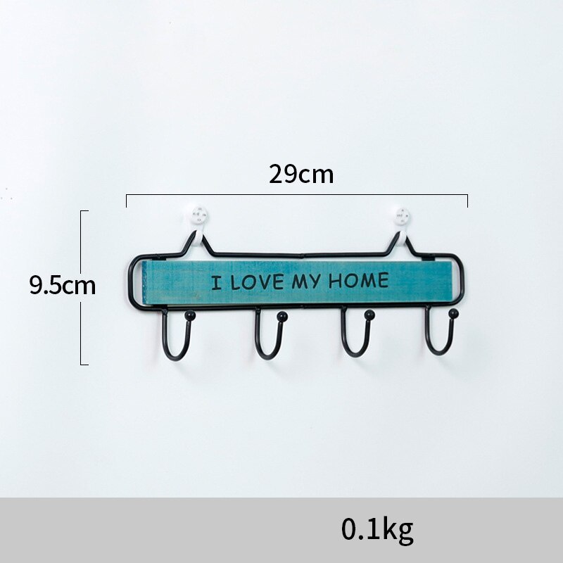CAPTAINIRON Wall Hanging Letter Hooks for Key Holder Wall Decoration Hanger Iron Craft for Home Decor and Kitchen Tools Perchero: Blue Home-4Hooks