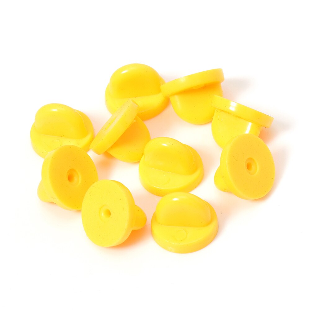 50pcs Rubber Pin Backs Brooch Bukle Button Clasp Clutch Care Cap Nail Tie Back Stoppers Squeeze Badge Holder Jewelry Accessories: Yellow