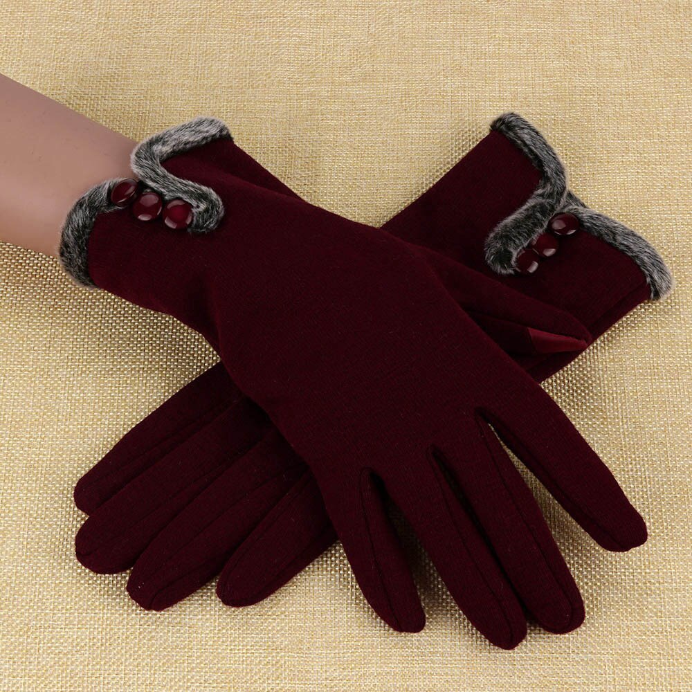 Women's Gloves Touch Screen Gloves Double thick Plush Wrist Women Driving Gloves Winter Ladies Warm Gloves Driving Ski Glove YA: D