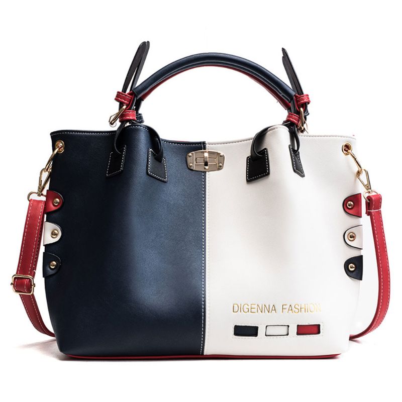 1 Pc Vrouwen Lederen Schoudertas Tote Purse Crossbody Messenger Handtas Top Handvat Tassen: Blauw