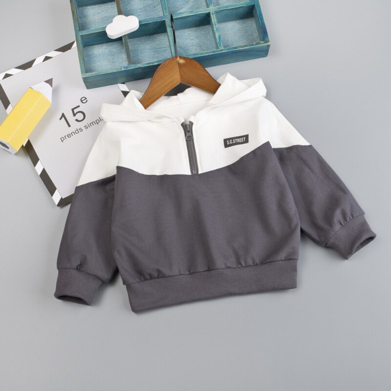 0-3T Trui Hooded Baby Jongens En Meisjes Katoen Mode Kleuraanpassing Half Rits