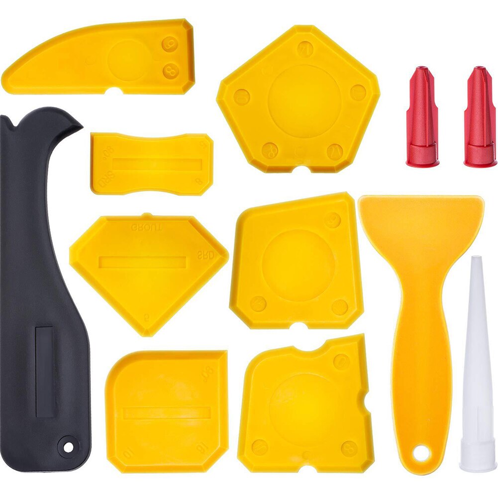 12 pcs Silicone Sealant Spreader Spatula Scraper For Door Caulk Tool Kit Silicone Sealant Tool Window Caulking Finishing Tools: yellow
