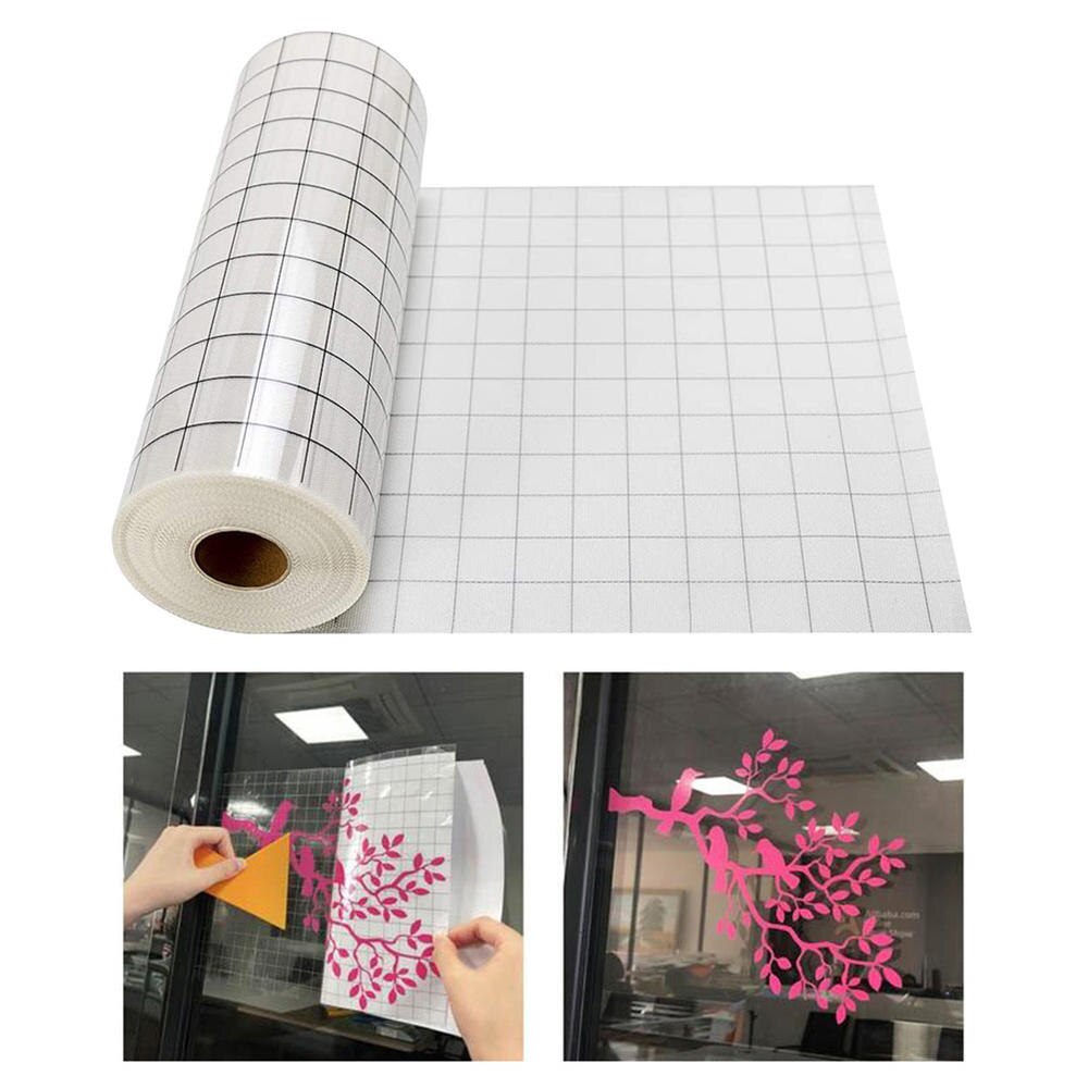 12 x 60 inch Vinyl Transfer Paper Tape Roll Cricut Adhesive Clear Alignment Grid Hotfix Paper Positioning Papers