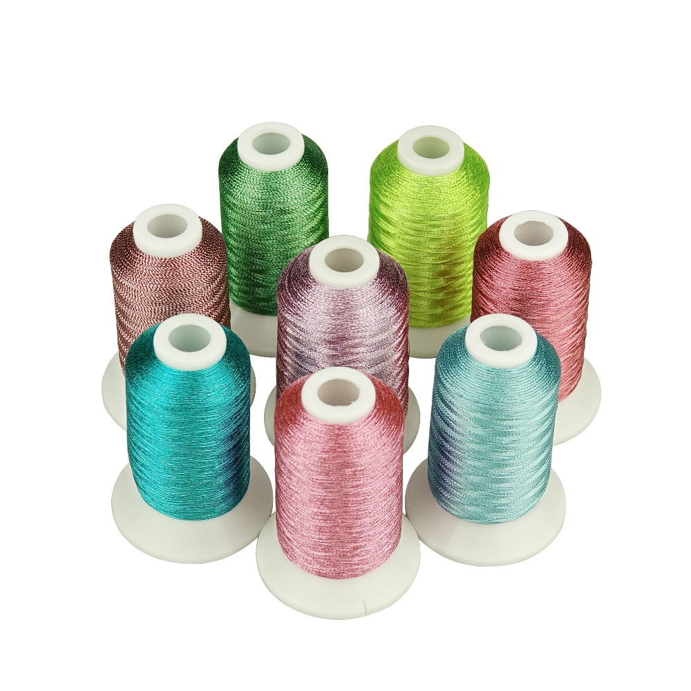 SIMTHREAD 8 Heldere Kleuren/kit Metallic Borduurgaren 550 Yards/Cone voor Thuis Machine