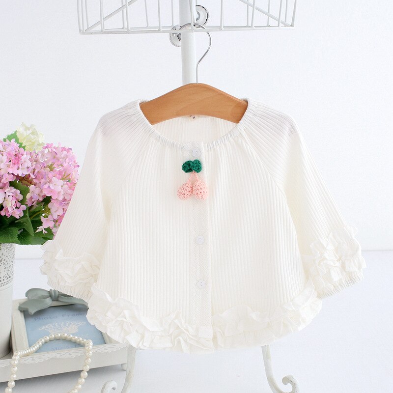 5pcs/lot Baby children clothing spring kids clothes long-sleeve lace girls blouses baby shirt 0-2T pink white: White