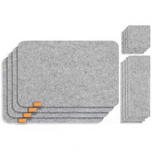 12 Pcs Rechthoek Vilt Placemat Multifunctionele Praktische Handige Cup Coaster Keuken Placemats Set Goedkope: Light Grey