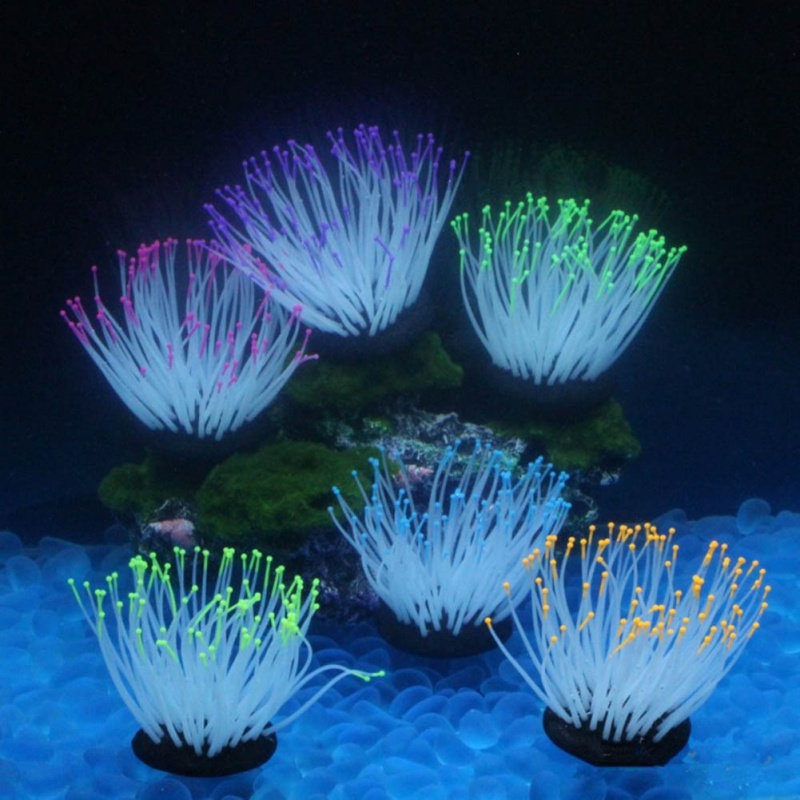 Fish Tank Glowing Decor Effect Artificial Silicone Plant Sea Anemone for Fish Tank Decoration Aquarium Ornament