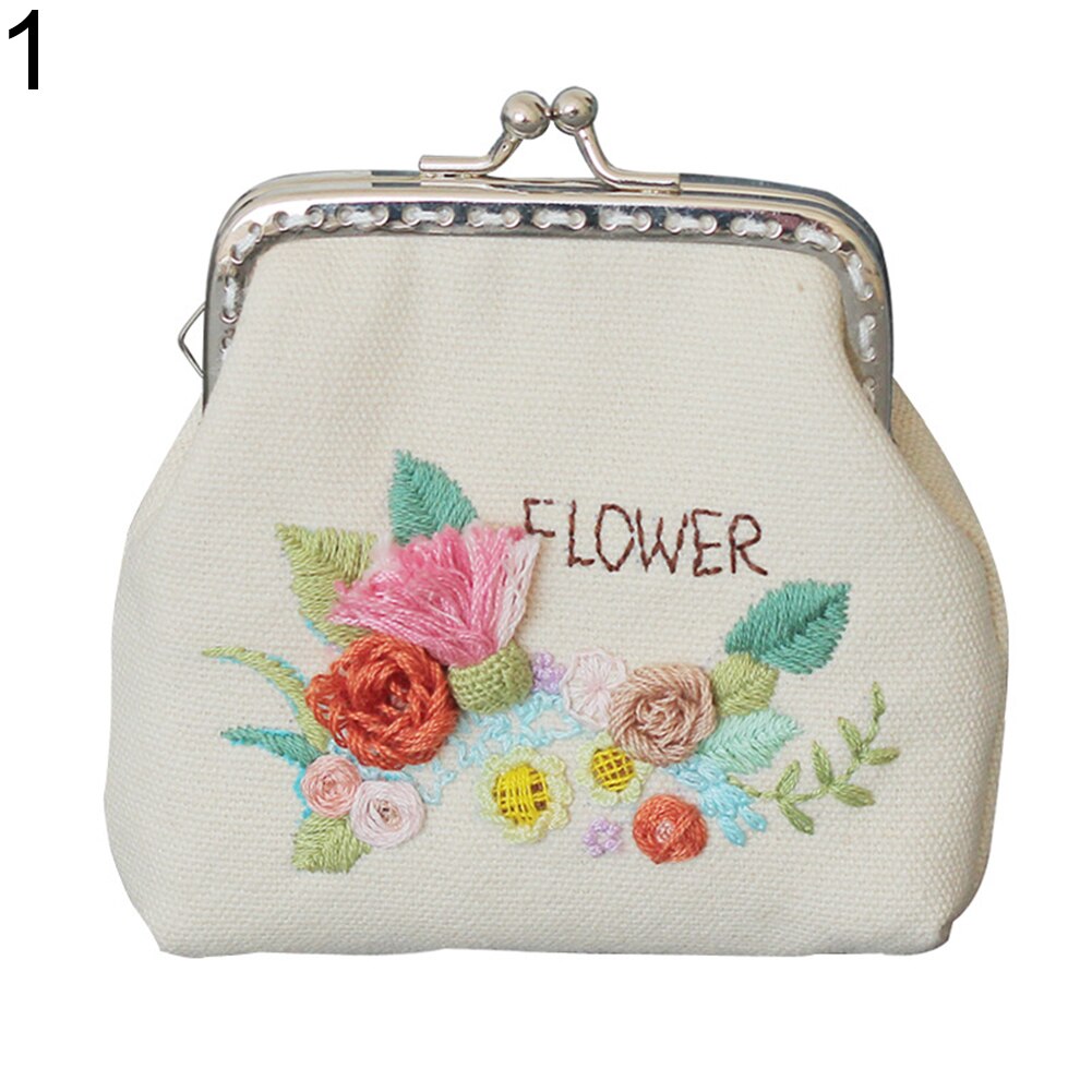 Monedero con bordado de flores para manualidades, monedero de punto de cruz con bordado, materiales de estilo chino, monedero pequeño Vintage para mujer: 1
