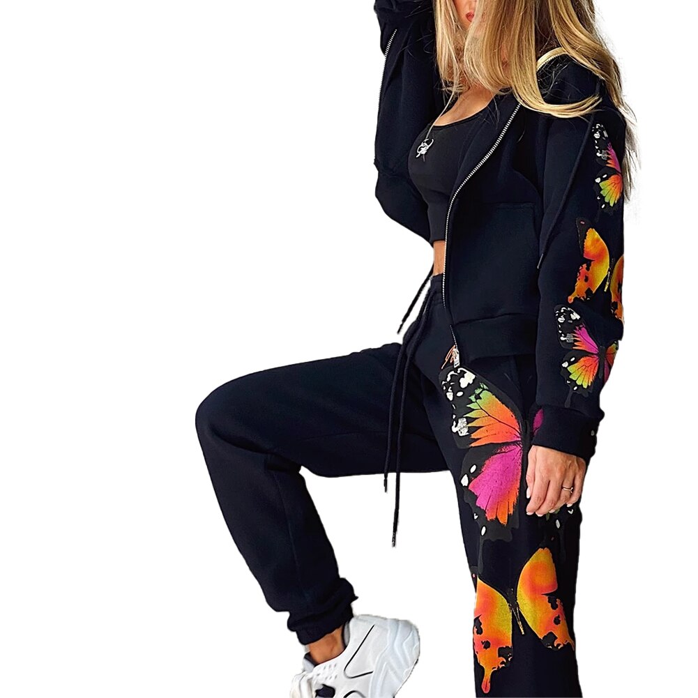 Manteau de sport imprimé papillon pour femmes, – Grandado