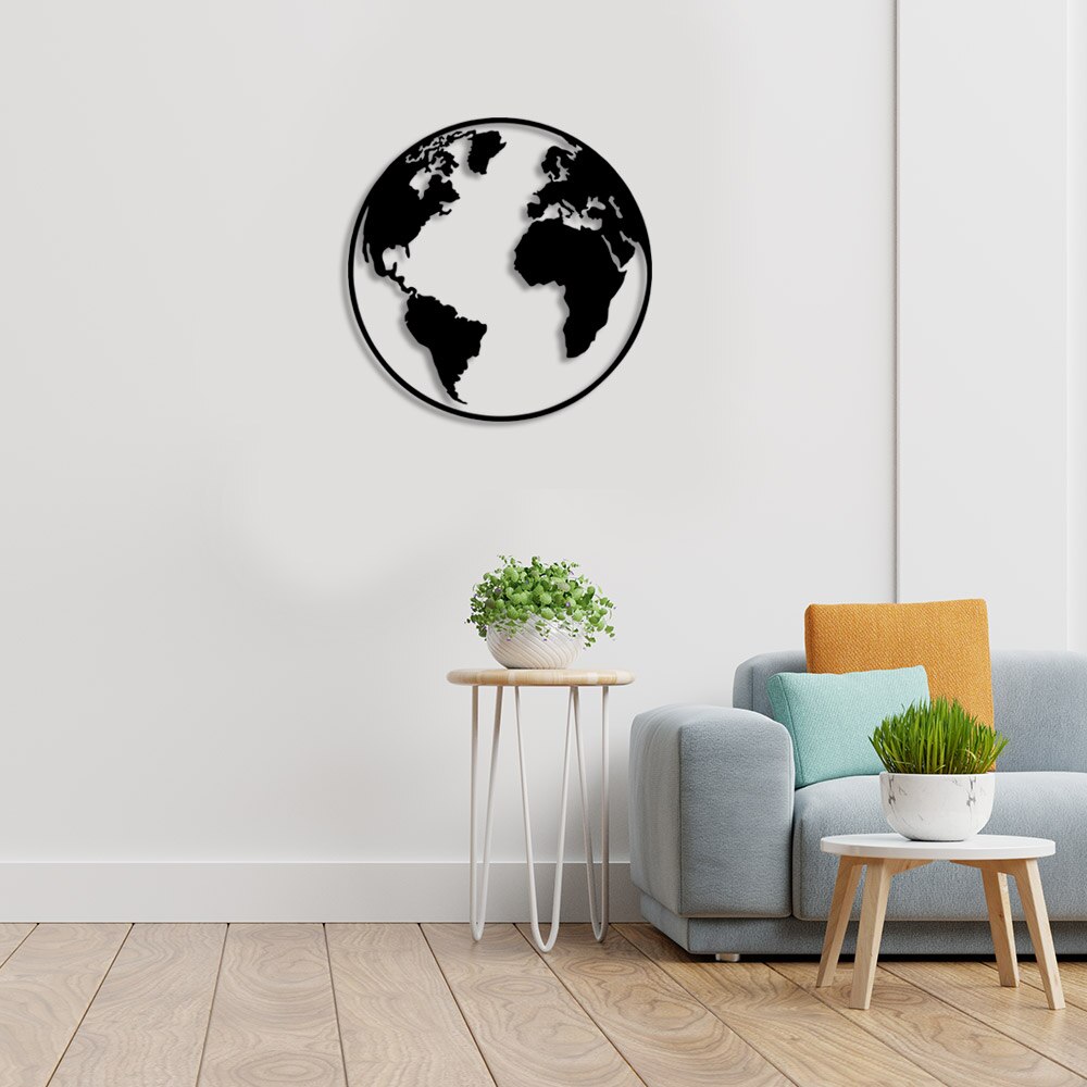 Wereldbol ronde wandtafel decoratieve woonaccessoire houten tafel 50 x 50cm