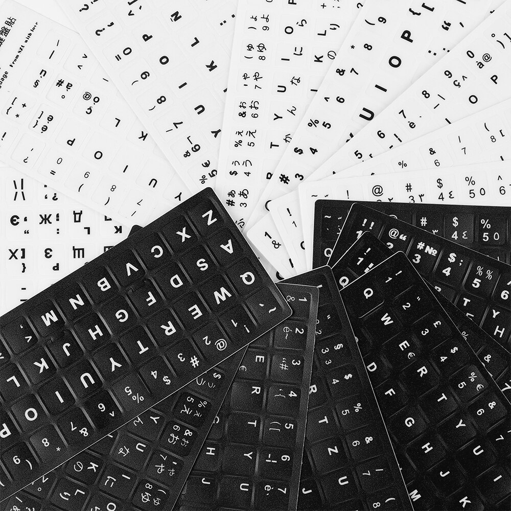 Replacement Waterproof Laptop Keyboard Stickers Spanish/English/Russian/Deutsch/Arabic/Italian/Japanese Keyboard Layout