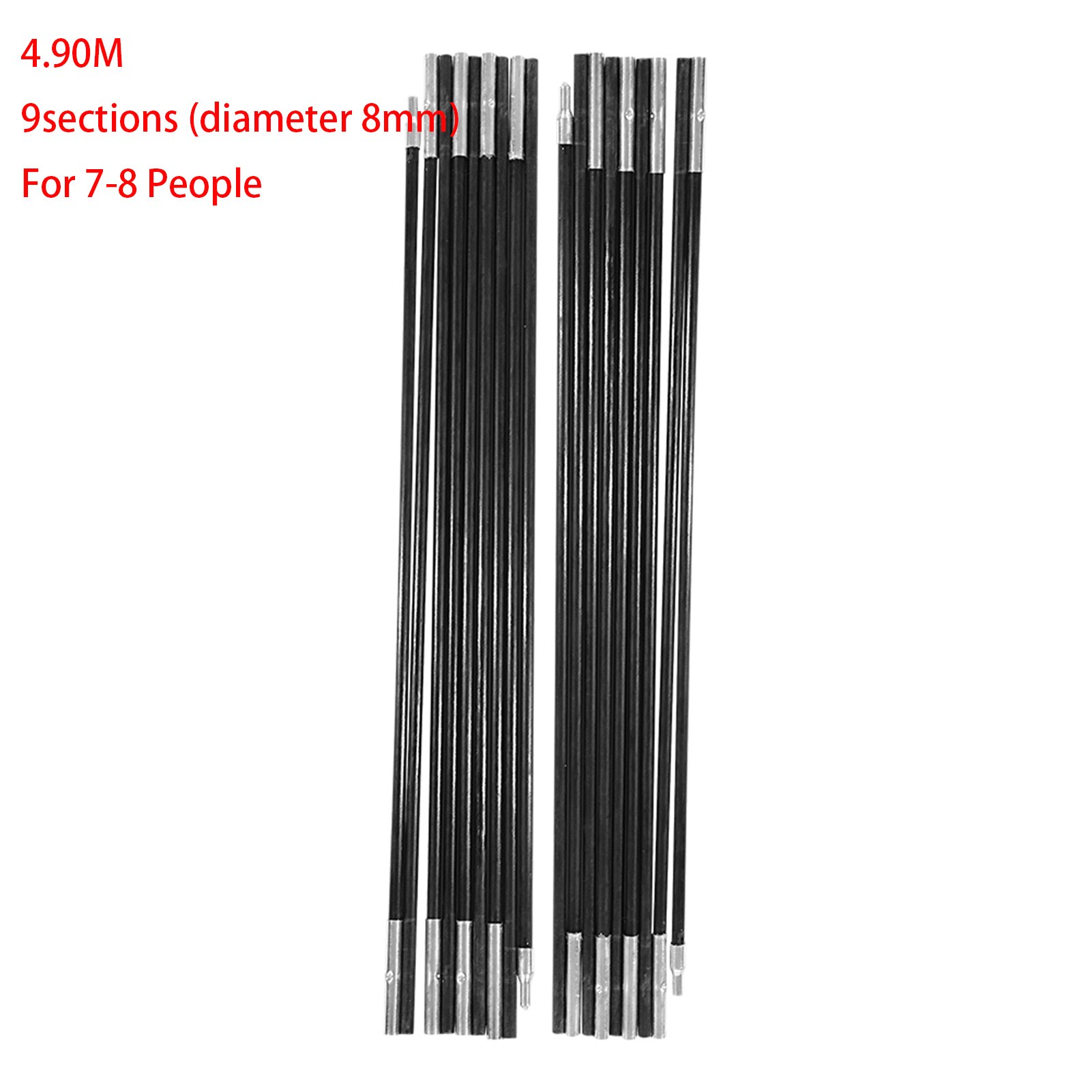 2pcs Tent Rod 4.9/4.48/4/3.3M Fiberglass Camping Travel Tent Pole 8/7mm Tent Supporting Rod Awning Frames Equipment Accessories: Pckage 3