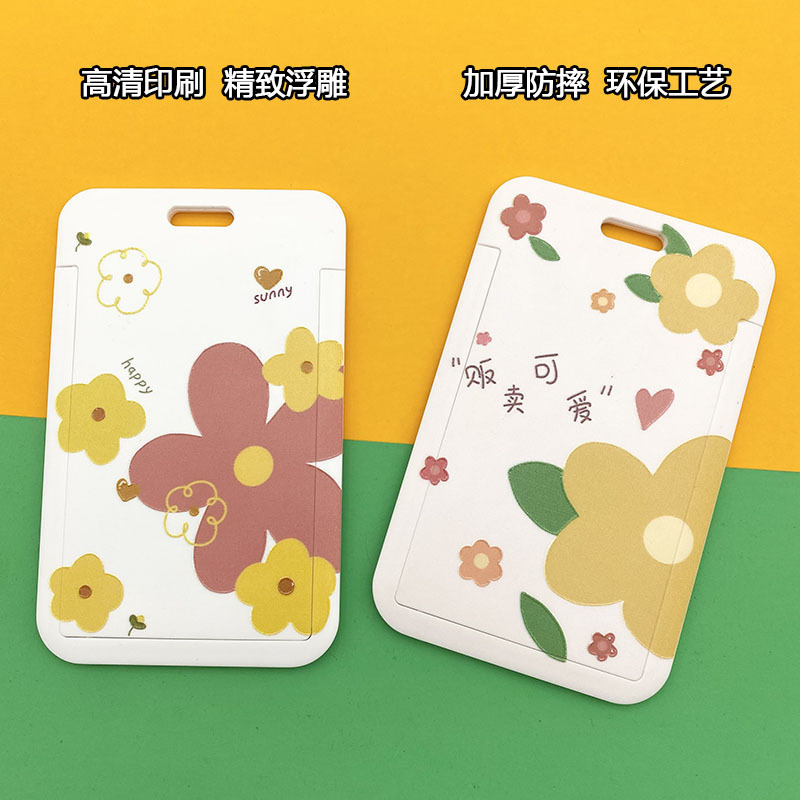 Fashion Flower Women Card Protector Cover Case Card Holder tracolla con cordino Badge Holder Work ID Card Bus ID Card Holder