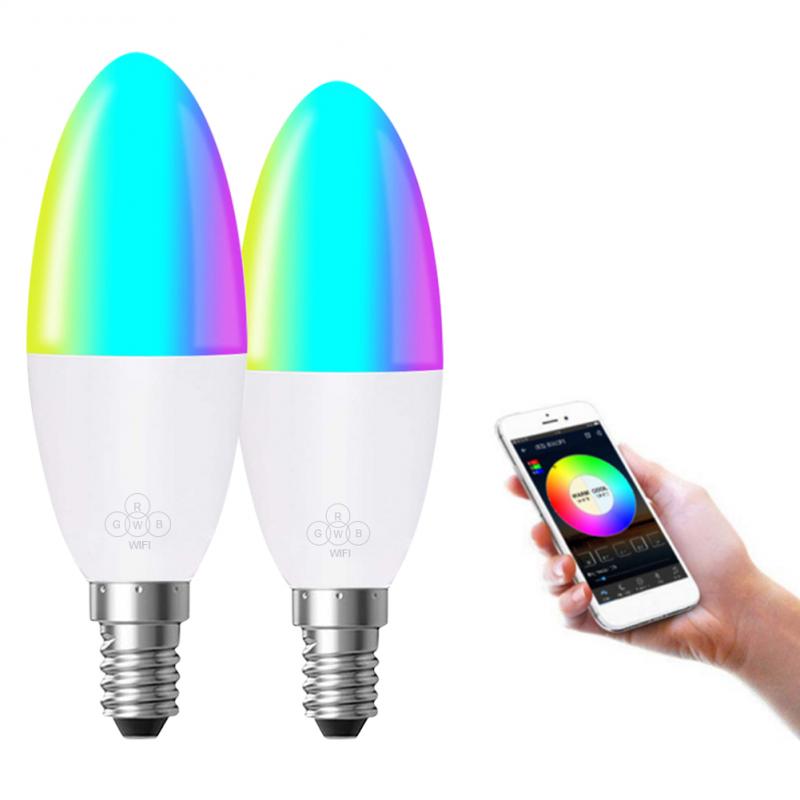 6W WiFi Smart Light Bulb Dimmable E14 E26 E27 B22 LED RGB Lamp Work With Alexa/Google Home RGB+White Dimmable Timer Lamp