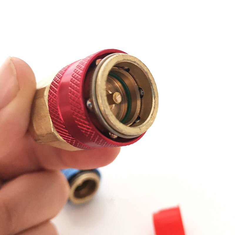 Hurtigkoblingsstik kølemiddel  r134a biladapter 1/4 " mandlige klimaanlæg blå lavtryk rød højtryk