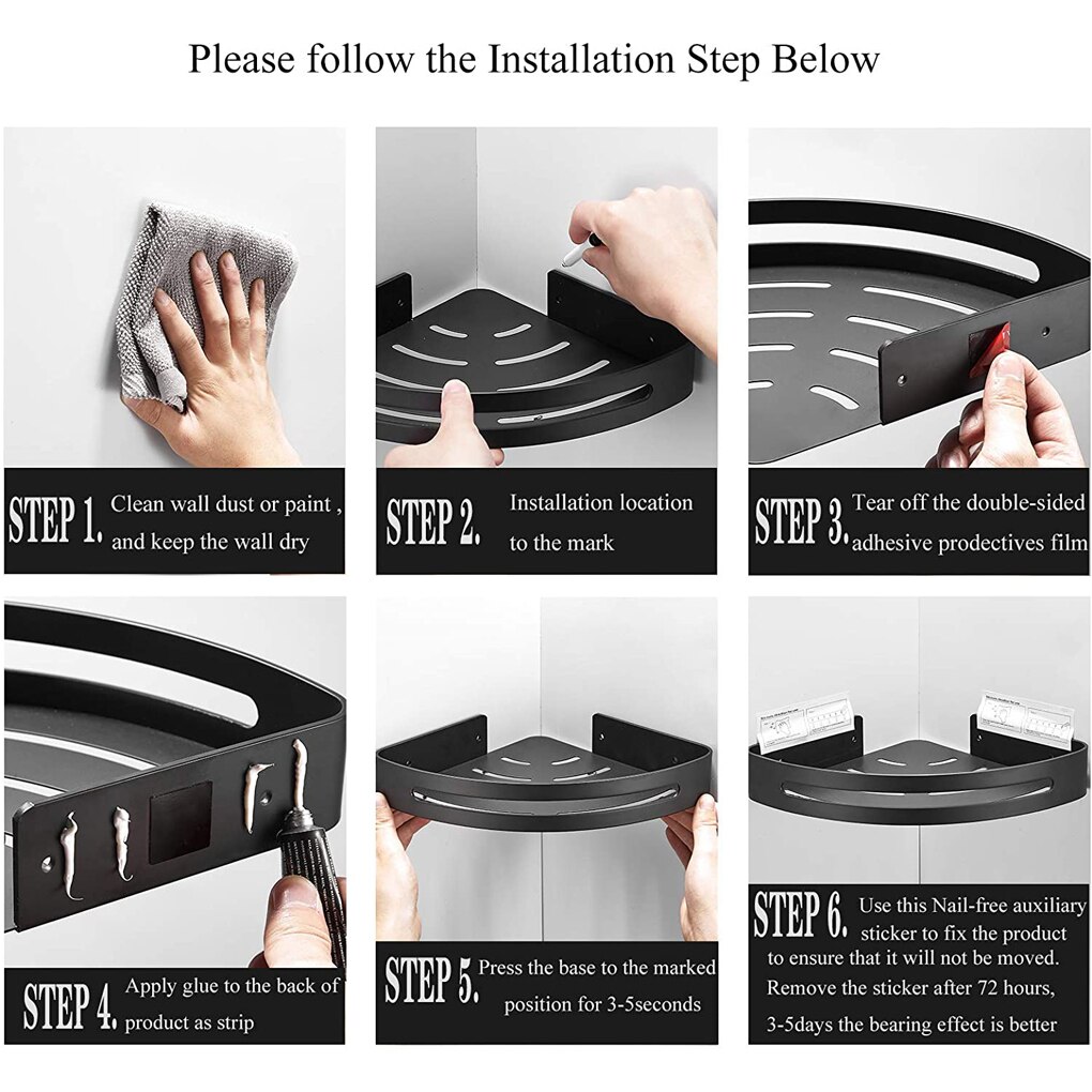 Aluminum Bathroom Shelf Shower Shelves No-drill Wall Mount Shower Storage Rack Corner Shelf Bathroom Accessories