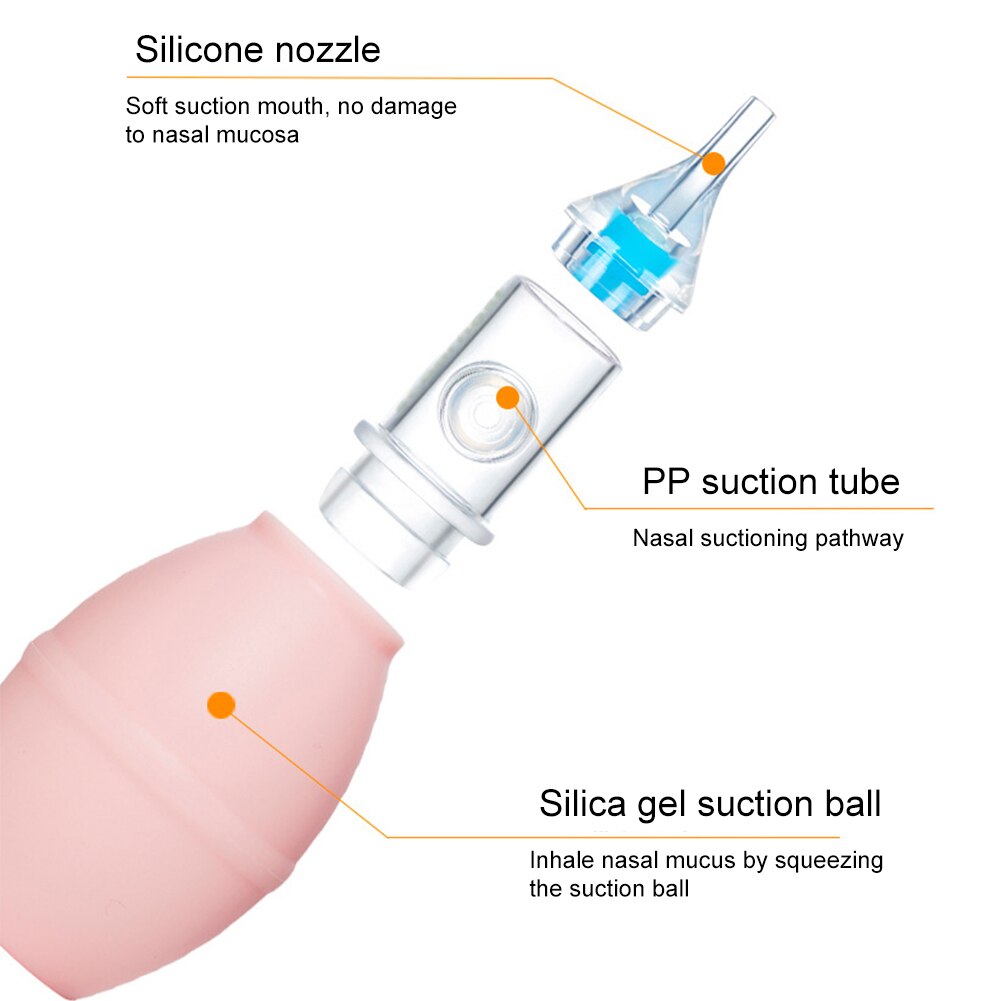 De silicona aspirador Nasal de bebé recién nacido mocos tonto seguro reutilizable suave desmontable moco removedor Manual limpiador no tóxico